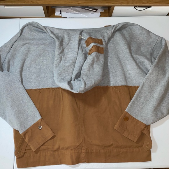 MNML Outerwear Oversized Gray & Brown Mash Up Hoodie | Size Medium - Picture 14 of 16